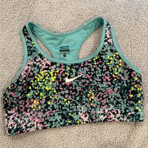 Nike Women's Multi-Color Splatter Print Sports Bra with Mint Trim